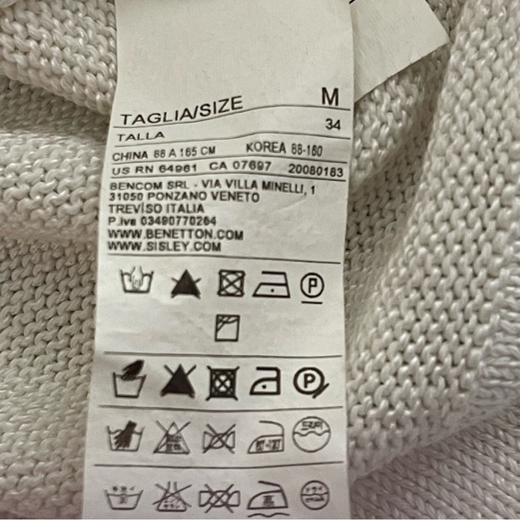 Sartoria Benetton Women’s Ivory 3-Button Long Sleeve Knit Cardigan Sweater -SZ M - Picture 8 of 10